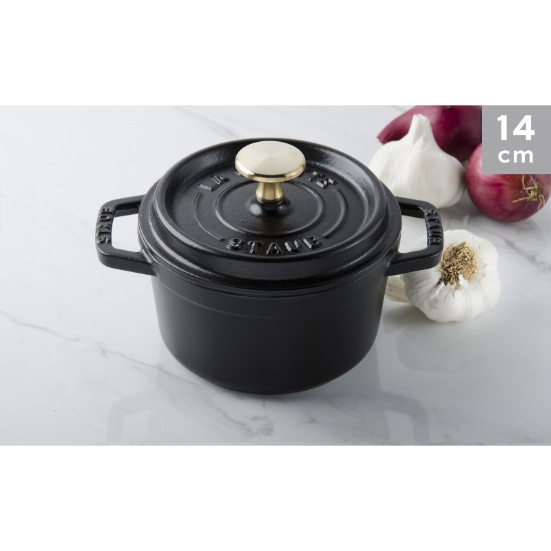 ROUND COCOTTE IN CAST IRON BLACK-STAUB-COOKING UTENSIL Choix diamètre (cm)  14