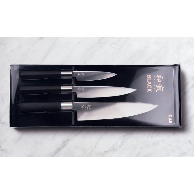 Set de 4 couteaux à steak Japonais KAI Wasabi Black Inox 12 cm