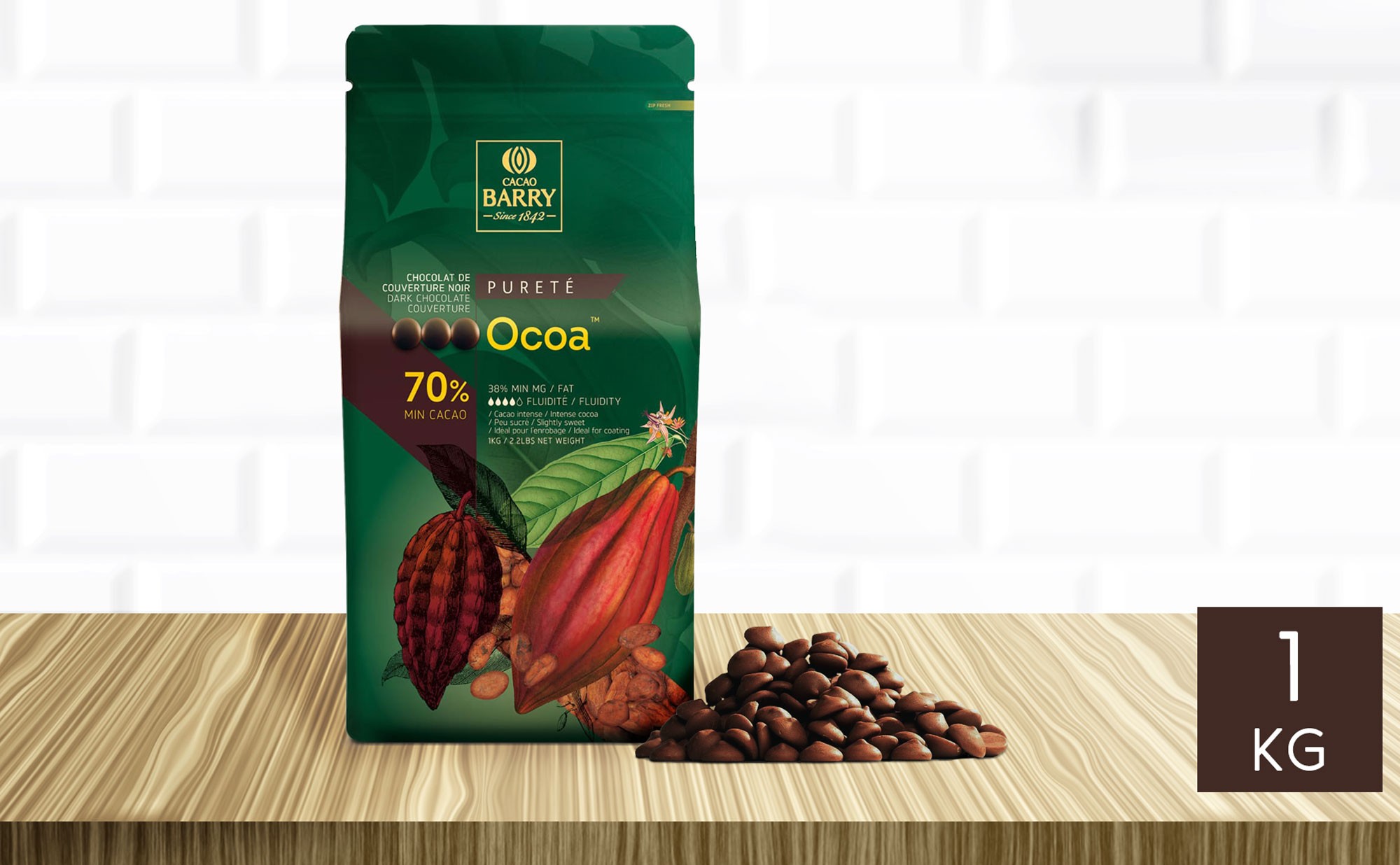 Chocolat de couverture noir pureté Inaya 65% 1 kg - Barry