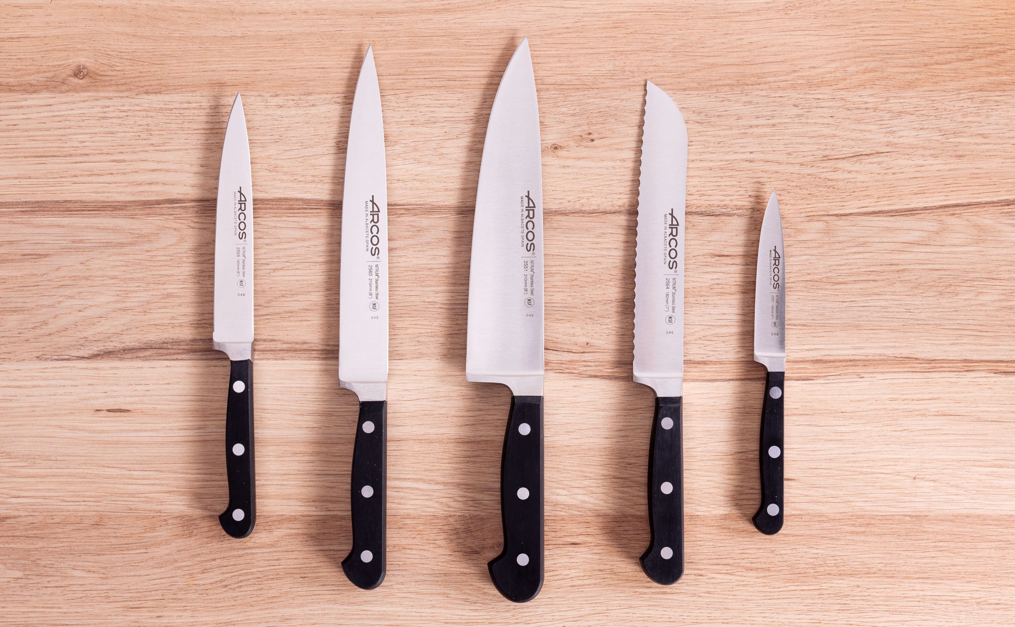 Ensemble de 5 couteaux cuisine acier inoxydable Set bloc de bambou  magnétique Smile Marron SNS-4